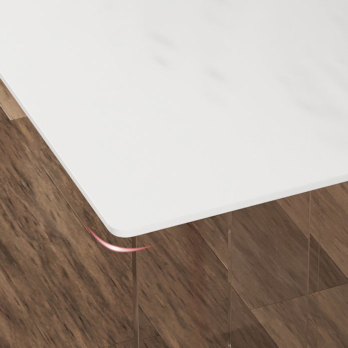 Minimalist Rectangle Shape White Dining Set Sintered Stone Kitchen Dining Set with Double Pedestal Clearhalo 'Dining Room Sets' 'Dining Tables & Seating' 'dining_room_set' 'furn' 'furn_dining_room_set' 'Furniture' 'furniture_dining_room_set' 'Kitchen & Dining Furniture' 'kitchen&dining_furn' 'kitchen' 3485869