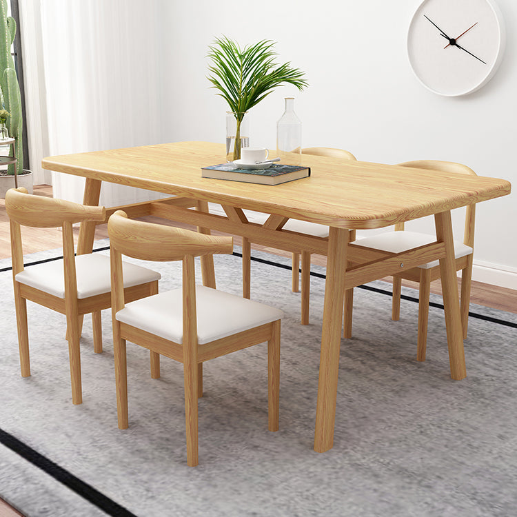 Modern Fixed Solid Wood Dining Room Table with 4 Wood Legs Kitchen Dining Set Clearhalo 'Dining Room Sets' 'Dining Tables & Seating' 'dining_room_set' 'furn' 'furn_dining_room_set' 'Furniture' 'furniture_dining_room_set' 'Kitchen & Dining Furniture' 'kitchen&dining_furn' 'kitchen' 3485878