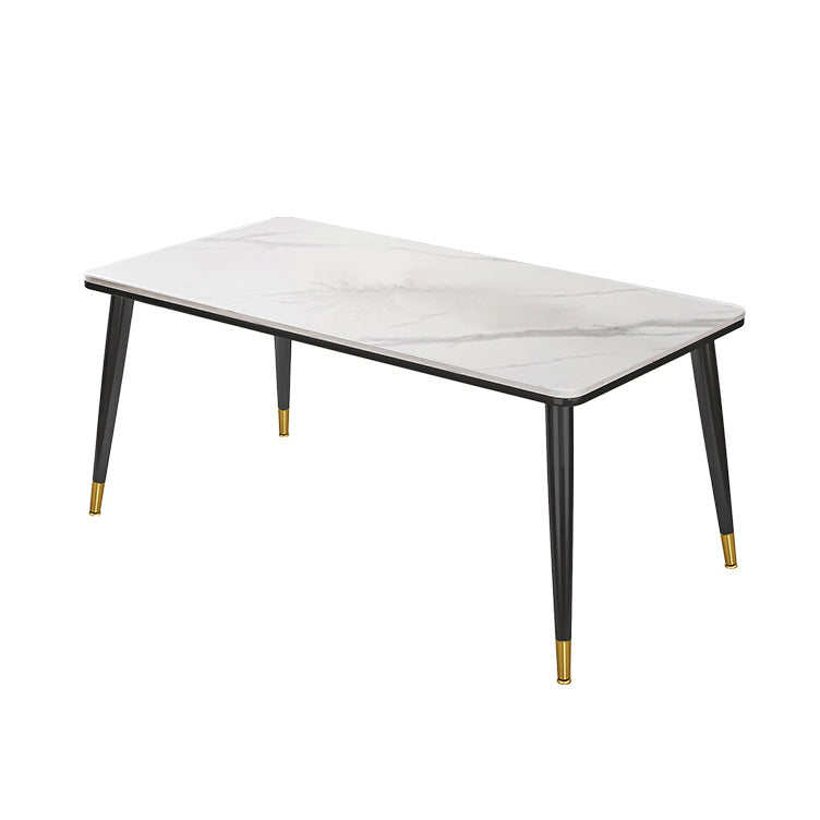 Modern Fixed Sintered Stone Dining Room Table with 4 Metallic Legs Kitchen Dining Set Clearhalo 'Dining Room Sets' 'Dining Tables & Seating' 'dining_room_set' 'furn' 'furn_dining_room_set' 'Furniture' 'furniture_dining_room_set' 'Kitchen & Dining Furniture' 'kitchen&dining_furn' 'kitchen' 3485905