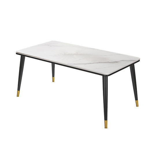 Modern Fixed Sintered Stone Dining Room Table with 4 Metallic Legs Kitchen Dining Set Clearhalo 'Dining Room Sets' 'Dining Tables & Seating' 'dining_room_set' 'furn' 'furn_dining_room_set' 'Furniture' 'furniture_dining_room_set' 'Kitchen & Dining Furniture' 'kitchen&dining_furn' 'kitchen' 3485905