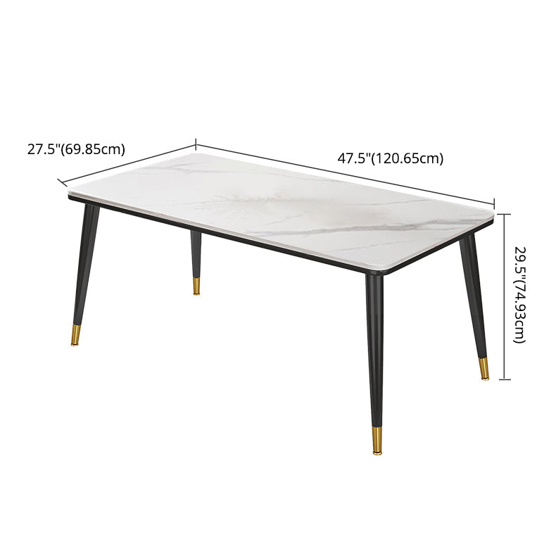 Modern Fixed Sintered Stone Dining Room Table with 4 Metallic Legs Kitchen Dining Set Clearhalo 'Dining Room Sets' 'Dining Tables & Seating' 'dining_room_set' 'furn' 'furn_dining_room_set' 'Furniture' 'furniture_dining_room_set' 'Kitchen & Dining Furniture' 'kitchen&dining_furn' 'kitchen' 3485906