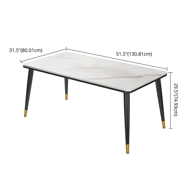 Modern Fixed Sintered Stone Dining Room Table with 4 Metallic Legs Kitchen Dining Set Clearhalo 'Dining Room Sets' 'Dining Tables & Seating' 'dining_room_set' 'furn' 'furn_dining_room_set' 'Furniture' 'furniture_dining_room_set' 'Kitchen & Dining Furniture' 'kitchen&dining_furn' 'kitchen' 3485907