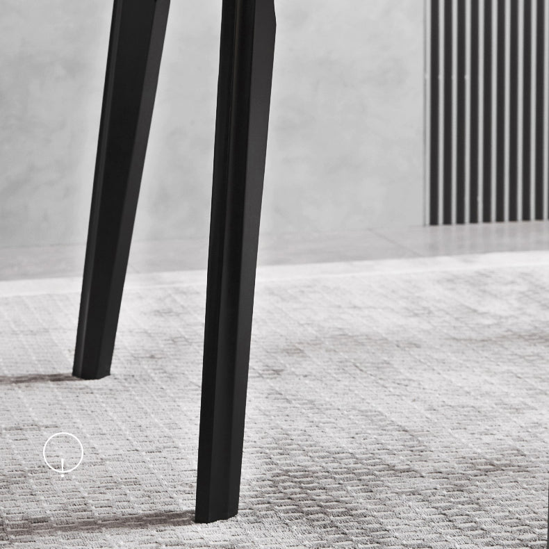 Fixed Minimalist Sintered Stone Top Kitchen Table Set of 4 Black Legs for Dining Room Clearhalo 'Dining Room Sets' 'Dining Tables & Seating' 'dining_room_set' 'furn' 'furn_dining_room_set' 'Furniture' 'furniture_dining_room_set' 'Kitchen & Dining Furniture' 'kitchen&dining_furn' 'kitchen' 3485913