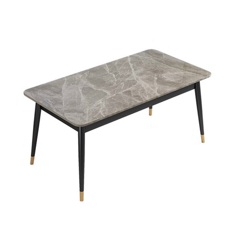 Fixed Minimalist Sintered Stone Top Kitchen Table Set of 4 Black Legs for Dining Room Clearhalo 'Dining Room Sets' 'Dining Tables & Seating' 'dining_room_set' 'furn' 'furn_dining_room_set' 'Furniture' 'furniture_dining_room_set' 'Kitchen & Dining Furniture' 'kitchen&dining_furn' 'kitchen' 3485914