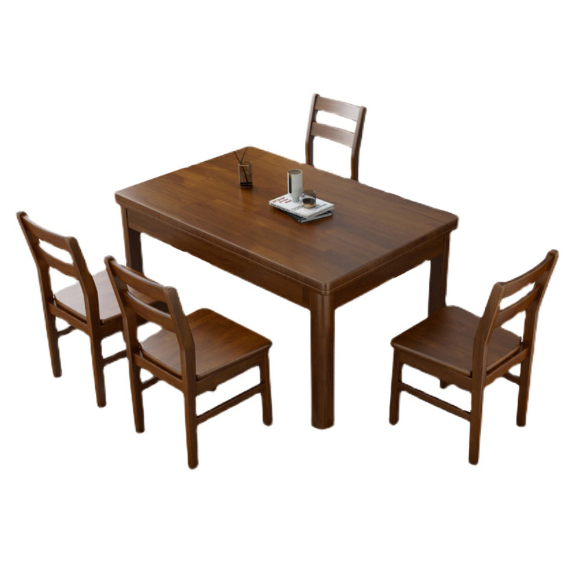 Fixed Traditional Solid Wood Top Kitchen Table Set of Brown Legs Base for Dining Room 5 Piece Set Clearhalo 'Dining Room Sets' 'Dining Tables & Seating' 'dining_room_set' 'furn' 'furn_dining_room_set' 'Furniture' 'furniture_dining_room_set' 'Kitchen & Dining Furniture' 'kitchen&dining_furn' 'kitchen' 3485945