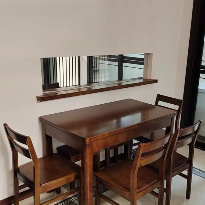 Fixed Traditional Solid Wood Top Kitchen Table Set of Brown Legs Base for Dining Room Clearhalo 'Dining Room Sets' 'Dining Tables & Seating' 'dining_room_set' 'furn' 'furn_dining_room_set' 'Furniture' 'furniture_dining_room_set' 'Kitchen & Dining Furniture' 'kitchen&dining_furn' 'kitchen' 3485946