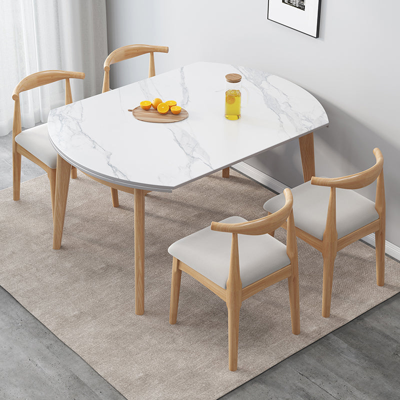 Modern Sintered Stone Dining Room Set with Round Table and Wooden Base Dining Table Furniture 5 Piece Set Clearhalo 'Dining Room Sets' 'Dining Tables & Seating' 'dining_room_set' 'furn' 'furn_dining_room_set' 'Furniture' 'furniture_dining_room_set' 'Kitchen & Dining Furniture' 'kitchen&dining_furn' 'kitchen' 3485965