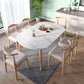 Modern Sintered Stone Dining Room Set with Round Table and Wooden Base Dining Table Furniture Clearhalo 'Dining Room Sets' 'Dining Tables & Seating' 'dining_room_set' 'furn' 'furn_dining_room_set' 'Furniture' 'furniture_dining_room_set' 'Kitchen & Dining Furniture' 'kitchen&dining_furn' 'kitchen' 3485978
