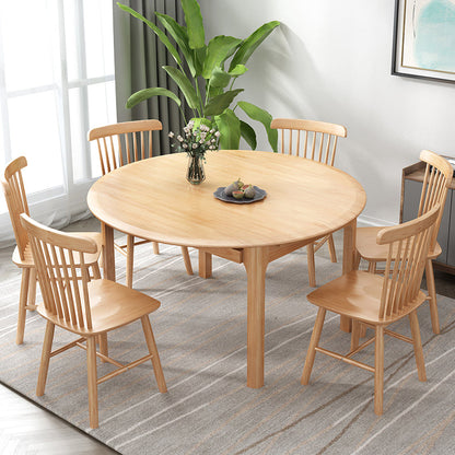 Modern Solid Wood Round Dining Room Set Space-Saving Design Dining Table Furniture Natural 7 Piece Set Clearhalo 'Dining Room Sets' 'Dining Tables & Seating' 'dining_room_set' 'furn' 'furn_dining_room_set' 'Furniture' 'furniture_dining_room_set' 'Kitchen & Dining Furniture' 'kitchen&dining_furn' 'kitchen' 3485981