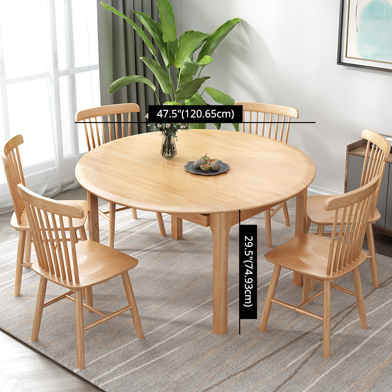 Modern Solid Wood Round Dining Room Set Space-Saving Design Dining Table Furniture Clearhalo 'Dining Room Sets' 'Dining Tables & Seating' 'dining_room_set' 'furn' 'furn_dining_room_set' 'Furniture' 'furniture_dining_room_set' 'Kitchen & Dining Furniture' 'kitchen&dining_furn' 'kitchen' 3485988