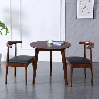 Modern Style Solid Wood Brown Dining Room Set with Round Table Formal Dining Table Furniture 3 Piece Set Clearhalo 'Dining Room Sets' 'Dining Tables & Seating' 'dining_room_set' 'furn' 'furn_dining_room_set' 'Furniture' 'furniture_dining_room_set' 'Kitchen & Dining Furniture' 'kitchen&dining_furn' 'kitchen' 3486007