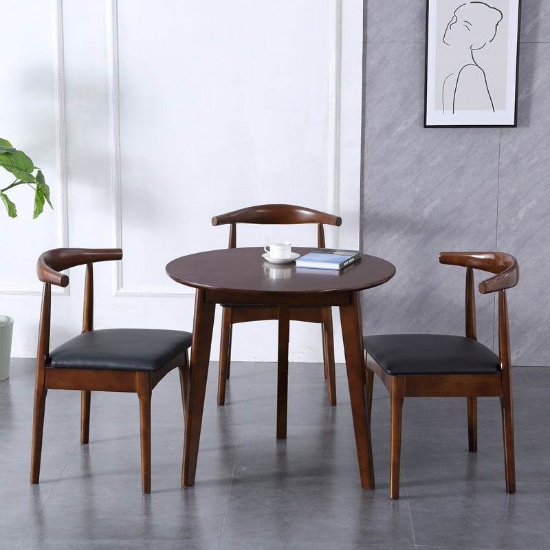 Modern Style Solid Wood Brown Dining Room Set with Round Table Formal Dining Table Furniture Clearhalo 'Dining Room Sets' 'Dining Tables & Seating' 'dining_room_set' 'furn' 'furn_dining_room_set' 'Furniture' 'furniture_dining_room_set' 'Kitchen & Dining Furniture' 'kitchen&dining_furn' 'kitchen' 3486009