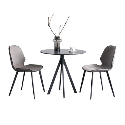 Modern Style Sintered Stone Black Dining Room Set with Round Table Formal Dining Table Furniture 3 Piece Set Clearhalo 'Dining Room Sets' 'Dining Tables & Seating' 'dining_room_set' 'furn' 'furn_dining_room_set' 'Furniture' 'furniture_dining_room_set' 'Kitchen & Dining Furniture' 'kitchen&dining_furn' 'kitchen' 3486039