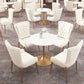 Glam Style Sintered Stone Dining Room Set Standard Height with Gold Base Dining Set White 5 Piece Set Clearhalo 'Dining Room Sets' 'Dining Tables & Seating' 'dining_room_set' 'furn' 'furn_dining_room_set' 'Furniture' 'furniture_dining_room_set' 'Kitchen & Dining Furniture' 'kitchen&dining_furn' 'kitchen' 3486063