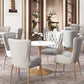 Glam Style Sintered Stone Dining Room Set Standard Height with Gold Base Dining Set Clearhalo 'Dining Room Sets' 'Dining Tables & Seating' 'dining_room_set' 'furn' 'furn_dining_room_set' 'Furniture' 'furniture_dining_room_set' 'Kitchen & Dining Furniture' 'kitchen&dining_furn' 'kitchen' 3486075