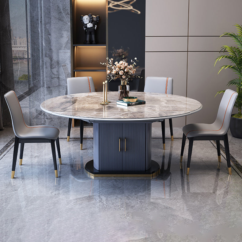 Foldable Modern Sintered Stone Dining Room Set with Round Top and Pedestal Base Furniture 5 Piece Set Clearhalo 'Dining Room Sets' 'Dining Tables & Seating' 'dining_room_set' 'furn' 'furn_dining_room_set' 'Furniture' 'furniture_dining_room_set' 'Kitchen & Dining Furniture' 'kitchen&dining_furn' 'kitchen' 3486078
