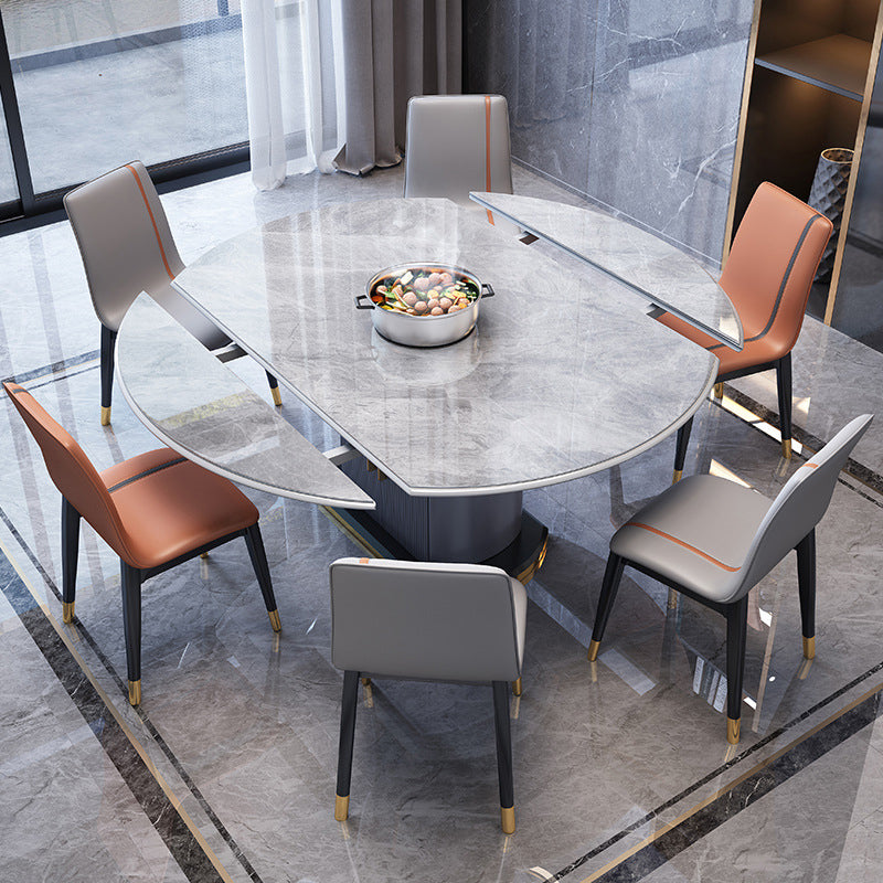 Foldable Modern Sintered Stone Dining Room Set with Round Top and Pedestal Base Furniture Clearhalo 'Dining Room Sets' 'Dining Tables & Seating' 'dining_room_set' 'furn' 'furn_dining_room_set' 'Furniture' 'furniture_dining_room_set' 'Kitchen & Dining Furniture' 'kitchen&dining_furn' 'kitchen' 3486091