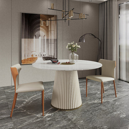 Modern Dining Room Set Standard Height with Sintered Stone Top and Pedestal Base Table Set 3 Piece Set Clearhalo 'Dining Room Sets' 'Dining Tables & Seating' 'dining_room_set' 'furn' 'furn_dining_room_set' 'Furniture' 'furniture_dining_room_set' 'Kitchen & Dining Furniture' 'kitchen&dining_furn' 'kitchen' 3486120