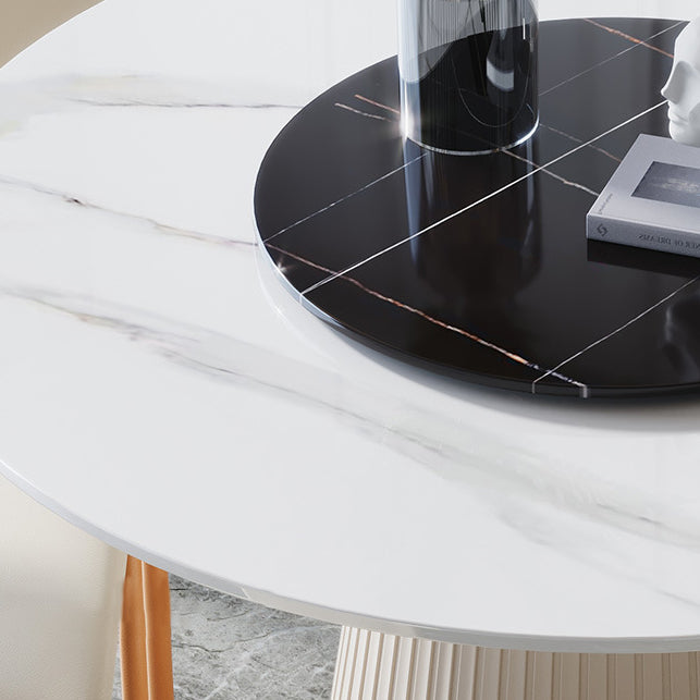 Modern Dining Room Set Standard Height with Sintered Stone Top and Pedestal Base Table Set Clearhalo 'Dining Room Sets' 'Dining Tables & Seating' 'dining_room_set' 'furn' 'furn_dining_room_set' 'Furniture' 'furniture_dining_room_set' 'Kitchen & Dining Furniture' 'kitchen&dining_furn' 'kitchen' 3486127