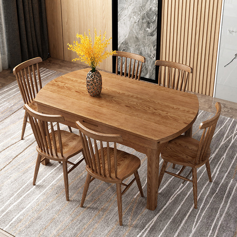 Modern Kitchen Wooden Dining Furniture Set with Round Table Formal Dining Room Table Set Clearhalo 'Dining Room Sets' 'Dining Tables & Seating' 'dining_room_set' 'furn' 'furn_dining_room_set' 'Furniture' 'furniture_dining_room_set' 'Kitchen & Dining Furniture' 'kitchen&dining_furn' 'kitchen' 3486134