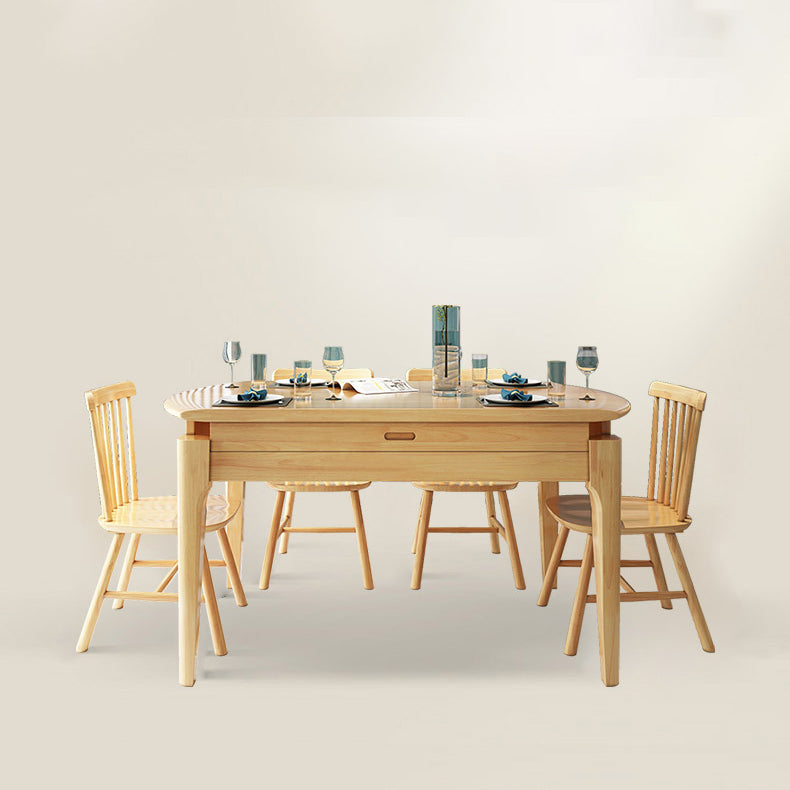 Minimalist Solid Wood Dining Room Set with Round Top and 4 Legs Base Formal Table Set Clearhalo 'Dining Room Sets' 'Dining Tables & Seating' 'dining_room_set' 'furn' 'furn_dining_room_set' 'Furniture' 'furniture_dining_room_set' 'Kitchen & Dining Furniture' 'kitchen&dining_furn' 'kitchen' 3486146