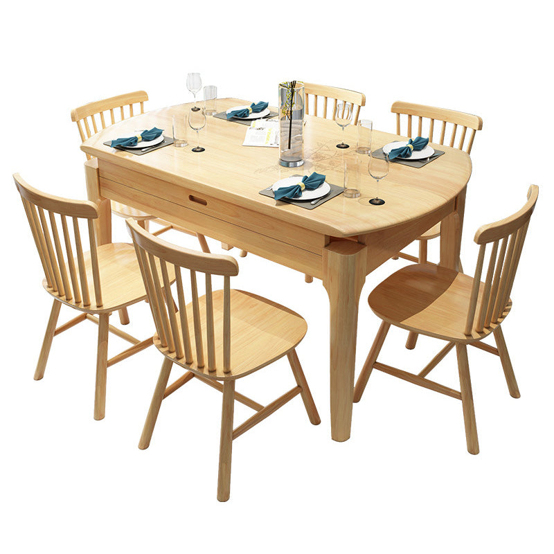 Minimalist Solid Wood Dining Room Set with Round Top and 4 Legs Base Formal Table Set Clearhalo 'Dining Room Sets' 'Dining Tables & Seating' 'dining_room_set' 'furn' 'furn_dining_room_set' 'Furniture' 'furniture_dining_room_set' 'Kitchen & Dining Furniture' 'kitchen&dining_furn' 'kitchen' 3486148