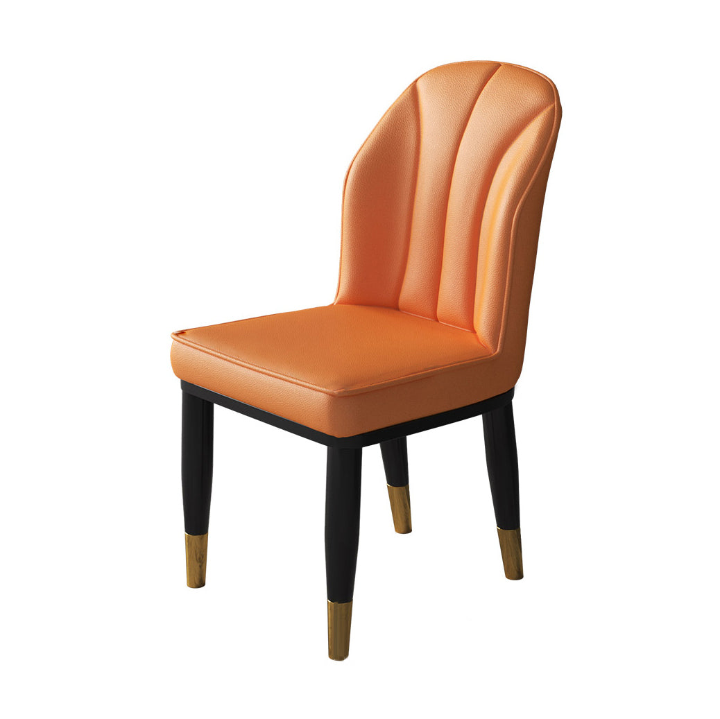 Metal Contemporary Dining Room Chairs Metallic Finish Wingback Side Chairs Orange 1 Piece Brass Gold Clearhalo ' kitchen&dining_furn' 'Dining Chairs' 'Dining Tables & Seating' 'dining_chair' 'furn' 'furn_dining_chair' 'Furniture' 'furniture_dining_chair' 'Kitchen & Dining Furniture' 'kitchen' 3486174