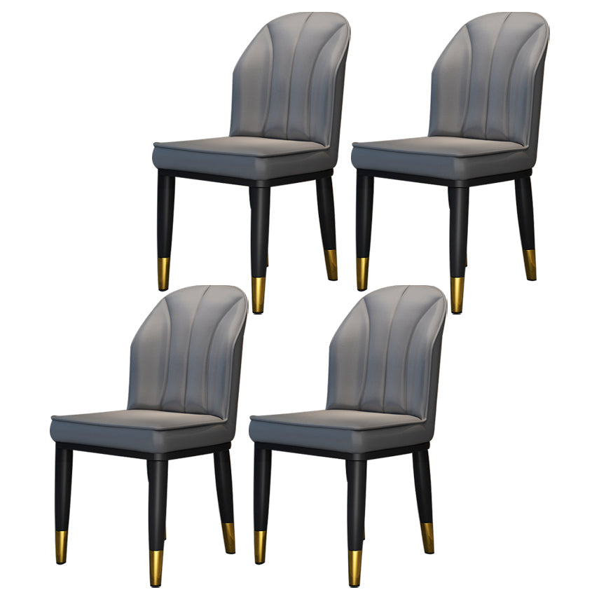 Metal Contemporary Dining Room Chairs Metallic Finish Wingback Side Chairs Dark Gray 4 Piece Set Brass Gold Clearhalo ' kitchen&dining_furn' 'Dining Chairs' 'Dining Tables & Seating' 'dining_chair' 'furn' 'furn_dining_chair' 'Furniture' 'furniture_dining_chair' 'Kitchen & Dining Furniture' 'kitchen' 3486177
