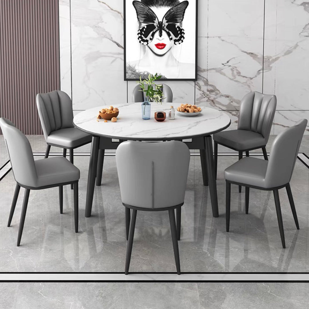 Kitchen Modern Sintered Stone Dining Table of Traditional Height with Space-Saving Dining Room Sets Clearhalo 'Dining Room Sets' 'Dining Tables & Seating' 'dining_room_set' 'furn' 'furn_dining_room_set' 'Furniture' 'furniture_dining_room_set' 'Kitchen & Dining Furniture' 'kitchen&dining_furn' 'kitchen' 3490876