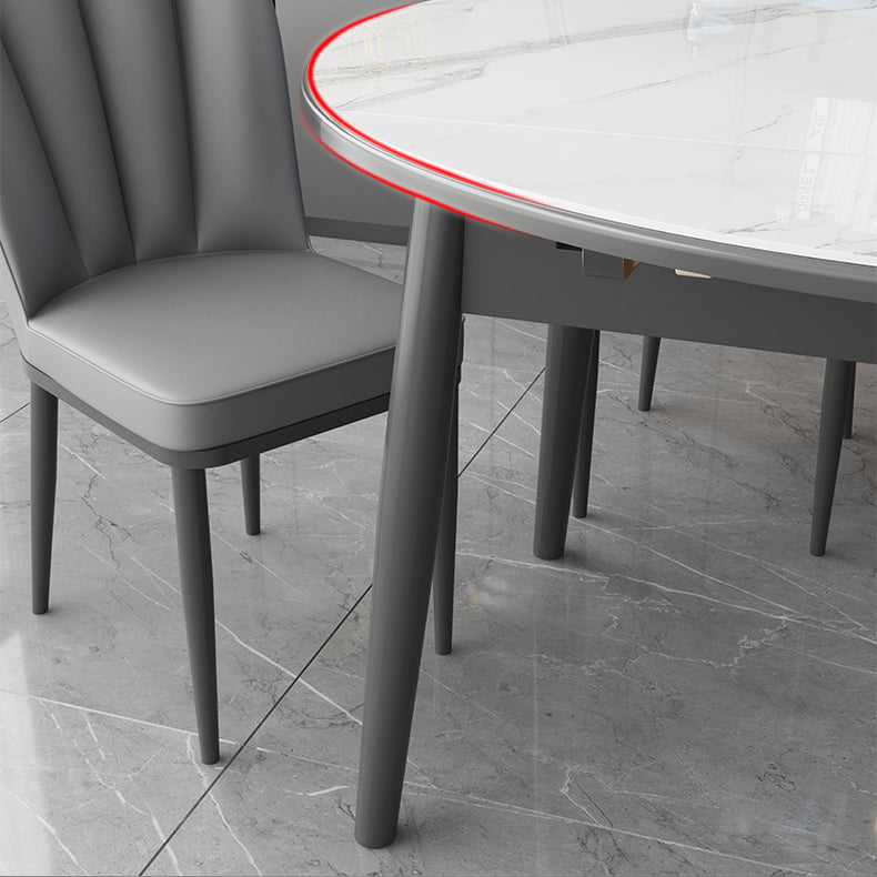 Kitchen Modern Sintered Stone Dining Table of Traditional Height with Space-Saving Dining Room Sets Clearhalo 'Dining Room Sets' 'Dining Tables & Seating' 'dining_room_set' 'furn' 'furn_dining_room_set' 'Furniture' 'furniture_dining_room_set' 'Kitchen & Dining Furniture' 'kitchen&dining_furn' 'kitchen' 3490881