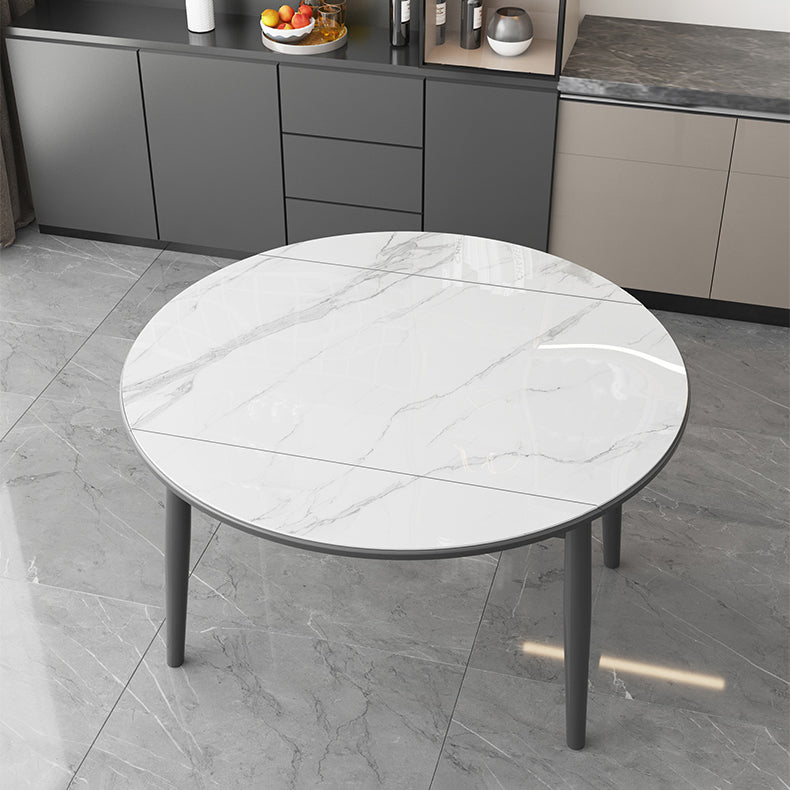 Kitchen Modern Sintered Stone Dining Table of Traditional Height with Space-Saving Dining Room Sets Clearhalo 'Dining Room Sets' 'Dining Tables & Seating' 'dining_room_set' 'furn' 'furn_dining_room_set' 'Furniture' 'furniture_dining_room_set' 'Kitchen & Dining Furniture' 'kitchen&dining_furn' 'kitchen' 3490884