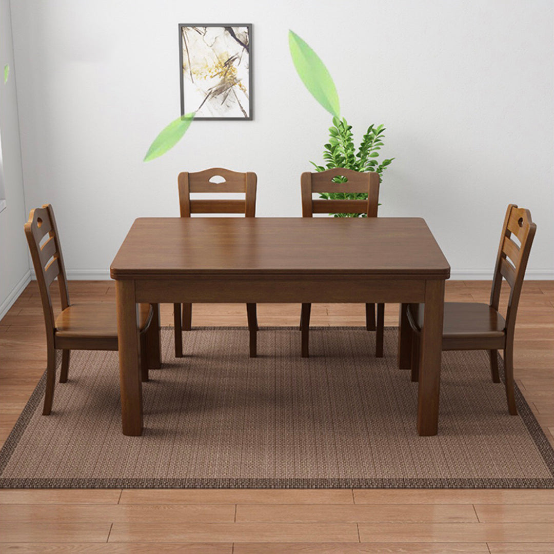 Traditional Standard Height Solid Wood Dining Table Rectangle Dining Room Set For Home 5 Piece Set Clearhalo 'Dining Room Sets' 'Dining Tables & Seating' 'dining_room_set' 'furn' 'furn_dining_room_set' 'Furniture' 'furniture_dining_room_set' 'Kitchen & Dining Furniture' 'kitchen&dining_furn' 'kitchen' 3490886