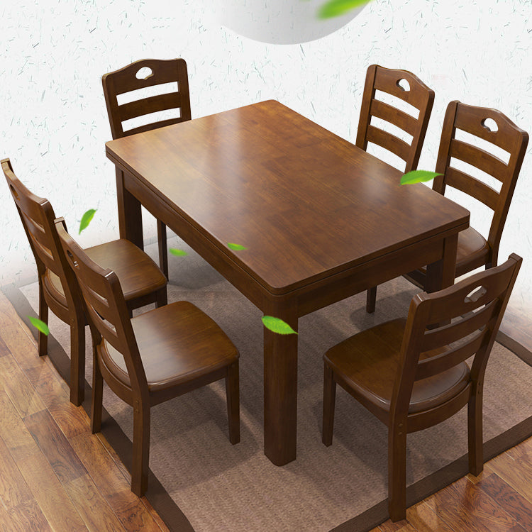 Traditional Standard Height Solid Wood Dining Table Rectangle Dining Room Set For Home Clearhalo 'Dining Room Sets' 'Dining Tables & Seating' 'dining_room_set' 'furn' 'furn_dining_room_set' 'Furniture' 'furniture_dining_room_set' 'Kitchen & Dining Furniture' 'kitchen&dining_furn' 'kitchen' 3490889