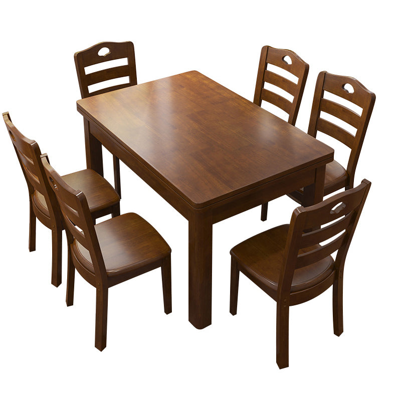 Traditional Standard Height Solid Wood Dining Table Rectangle Dining Room Set For Home Clearhalo 'Dining Room Sets' 'Dining Tables & Seating' 'dining_room_set' 'furn' 'furn_dining_room_set' 'Furniture' 'furniture_dining_room_set' 'Kitchen & Dining Furniture' 'kitchen&dining_furn' 'kitchen' 3490890