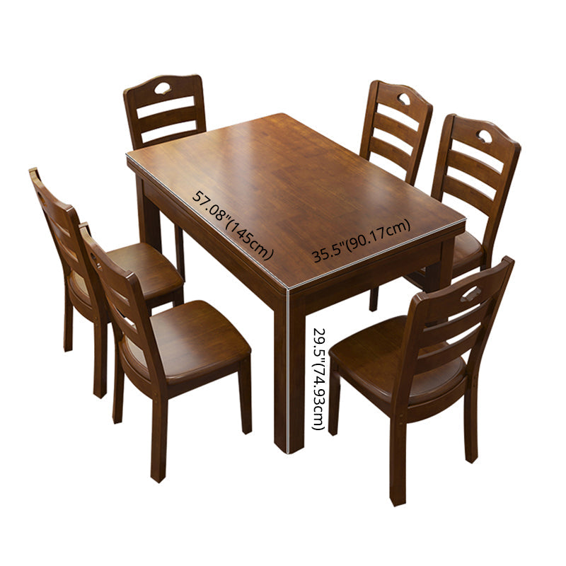 Traditional Standard Height Solid Wood Dining Table Rectangle Dining Room Set For Home Clearhalo 'Dining Room Sets' 'Dining Tables & Seating' 'dining_room_set' 'furn' 'furn_dining_room_set' 'Furniture' 'furniture_dining_room_set' 'Kitchen & Dining Furniture' 'kitchen&dining_furn' 'kitchen' 3490896