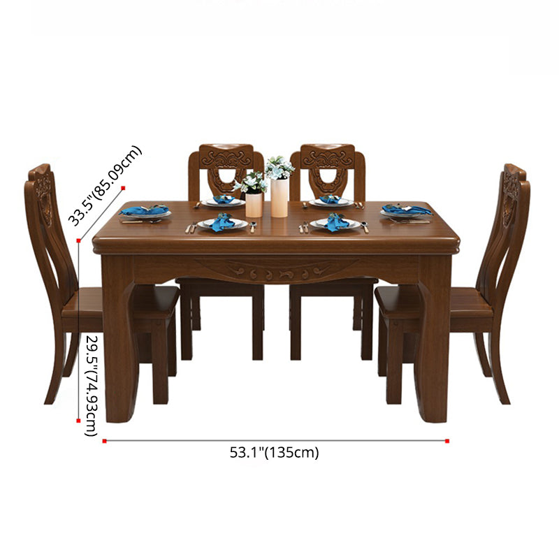 Traditional Style Rectangular Dining RoomTable Set for 6 with Parson Chairs Walnut Dining Set Clearhalo 'Dining Room Sets' 'Dining Tables & Seating' 'dining_room_set' 'furn' 'furn_dining_room_set' 'Furniture' 'furniture_dining_room_set' 'Kitchen & Dining Furniture' 'kitchen&dining_furn' 'kitchen' 3490906