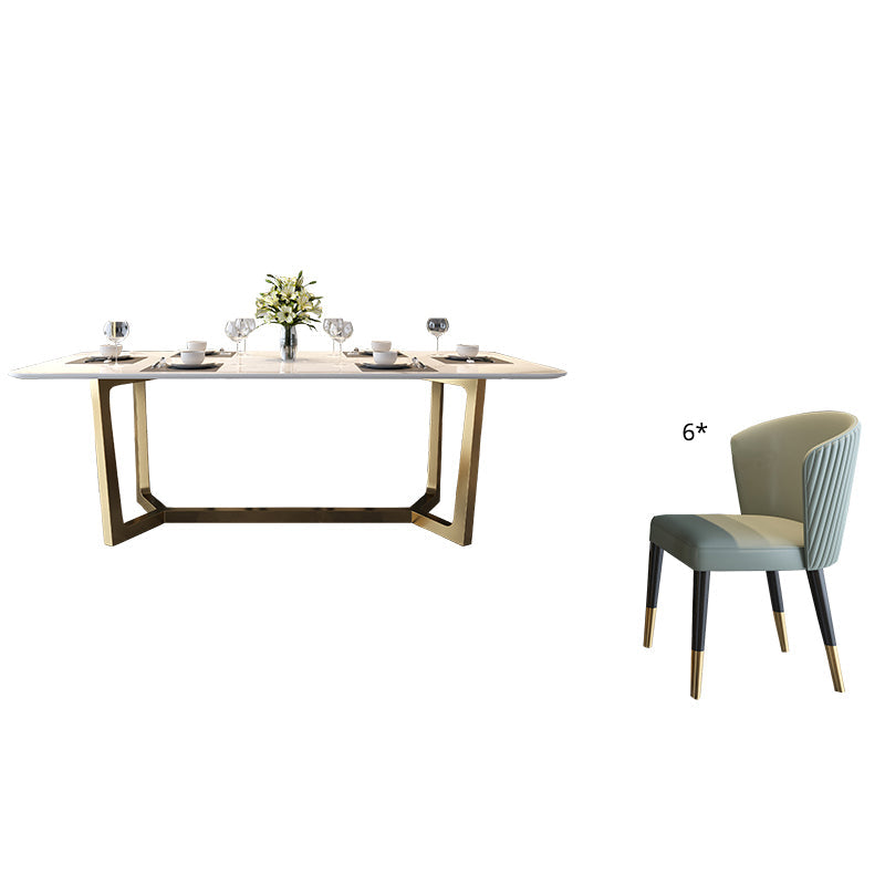 Home Scandinavian Style Sintered Stone Dining Bench Set Rectangular Dining Table with Trestle Base 7 Piece Set Clearhalo 'Dining Room Sets' 'Dining Tables & Seating' 'dining_room_set' 'furn' 'furn_dining_room_set' 'Furniture' 'furniture_dining_room_set' 'Kitchen & Dining Furniture' 'kitchen&dining_furn' 'kitchen' 3490911