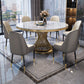 Round Modern Marble Dining Room Set Dining Furniture Set with Metallic Base Clearhalo 'Dining Room Sets' 'Dining Tables & Seating' 'dining_room_set' 'furn' 'furn_dining_room_set' 'Furniture' 'furniture_dining_room_set' 'Kitchen & Dining Furniture' 'kitchen&dining_furn' 'kitchen' 3490926