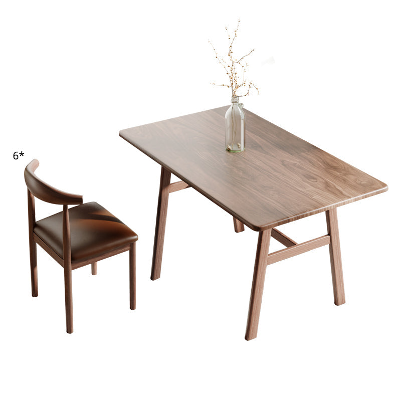 Rectangular Contemporary MDF Dining Room Set Dining Furniture Set with Metallic Base Walnut 7 Piece Set Clearhalo 'Dining Room Sets' 'Dining Tables & Seating' 'dining_room_set' 'furn' 'furn_dining_room_set' 'Furniture' 'furniture_dining_room_set' 'Kitchen & Dining Furniture' 'kitchen&dining_furn' 'kitchen' 3490943