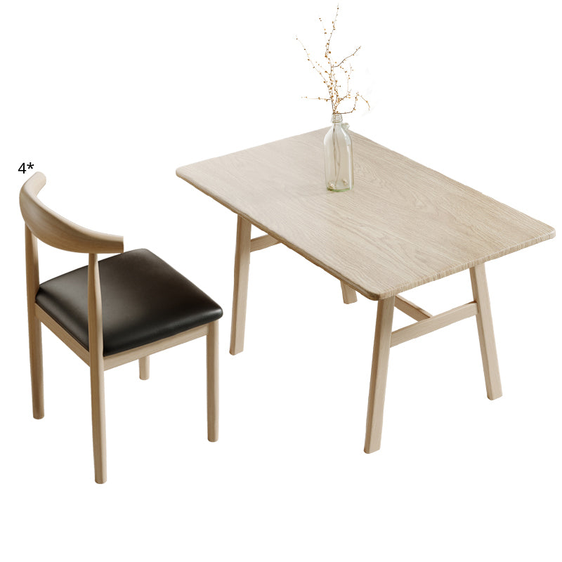 Rectangular Contemporary MDF Dining Room Set Dining Furniture Set with Metallic Base Natural 5 Piece Set Clearhalo 'Dining Room Sets' 'Dining Tables & Seating' 'dining_room_set' 'furn' 'furn_dining_room_set' 'Furniture' 'furniture_dining_room_set' 'Kitchen & Dining Furniture' 'kitchen&dining_furn' 'kitchen' 3490945