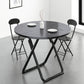 Modern Wooden Dining Room Set with Round Table Space-Saving Design Home Use Dining Table Furniture Black 3 Piece Set Clearhalo 'Dining Room Sets' 'Dining Tables & Seating' 'dining_room_set' 'furn' 'furn_dining_room_set' 'Furniture' 'furniture_dining_room_set' 'Kitchen & Dining Furniture' 'kitchen&dining_furn' 'kitchen' 3491017