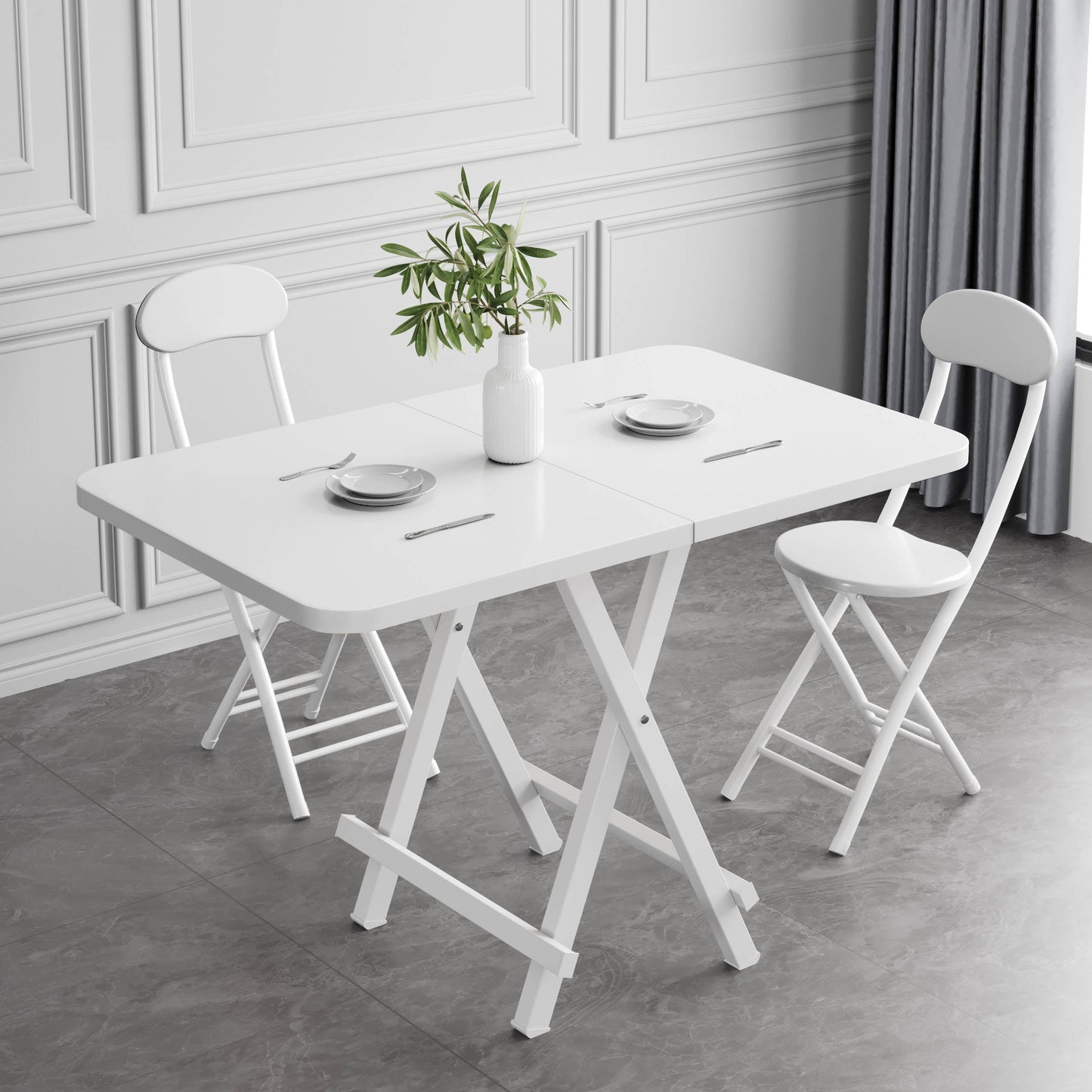 Modern Style Wooden Dining Room Set with Round Table Space-Saving Design Dining Table Furniture Clearhalo 'Dining Room Sets' 'Dining Tables & Seating' 'dining_room_set' 'furn' 'furn_dining_room_set' 'Furniture' 'furniture_dining_room_set' 'Kitchen & Dining Furniture' 'kitchen&dining_furn' 'kitchen' 3491024