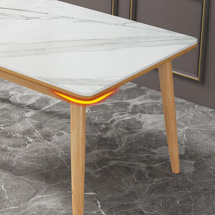 Modern Sintered Stone Dining Room Set with Rectangle Table and Wooden Base Dining Table Furniture Clearhalo 'Dining Room Sets' 'Dining Tables & Seating' 'dining_room_set' 'furn' 'furn_dining_room_set' 'Furniture' 'furniture_dining_room_set' 'Kitchen & Dining Furniture' 'kitchen&dining_furn' 'kitchen' 3491057