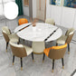 Modern Dining Room Set Standard Height with Sintered Stone Top and White Leg Formal Table Set 7 Piece Set Clearhalo 'Dining Room Sets' 'Dining Tables & Seating' 'dining_room_set' 'furn' 'furn_dining_room_set' 'Furniture' 'furniture_dining_room_set' 'Kitchen & Dining Furniture' 'kitchen&dining_furn' 'kitchen' 3491078