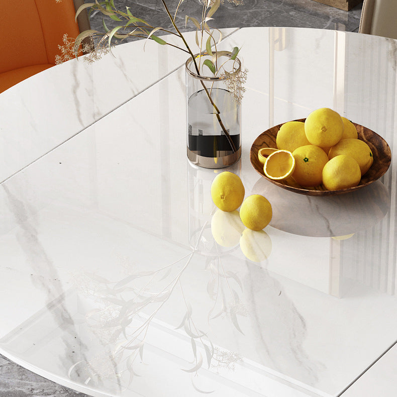 Modern Dining Room Set Standard Height with Sintered Stone Top and White Leg Formal Table Set Clearhalo 'Dining Room Sets' 'Dining Tables & Seating' 'dining_room_set' 'furn' 'furn_dining_room_set' 'Furniture' 'furniture_dining_room_set' 'Kitchen & Dining Furniture' 'kitchen&dining_furn' 'kitchen' 3491083