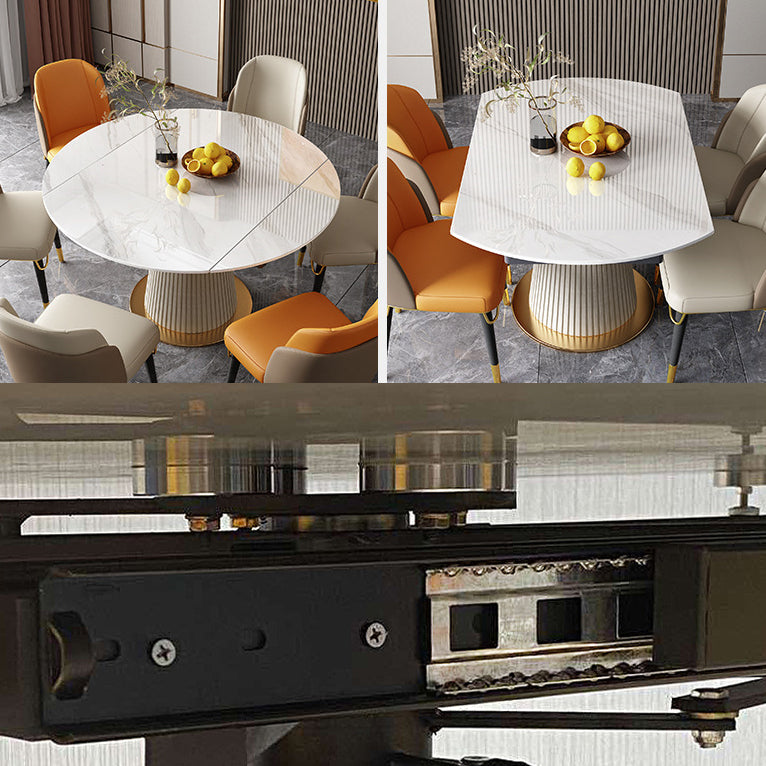 Modern Dining Room Set Standard Height with Sintered Stone Top and White Leg Formal Table Set Clearhalo 'Dining Room Sets' 'Dining Tables & Seating' 'dining_room_set' 'furn' 'furn_dining_room_set' 'Furniture' 'furniture_dining_room_set' 'Kitchen & Dining Furniture' 'kitchen&dining_furn' 'kitchen' 3491086