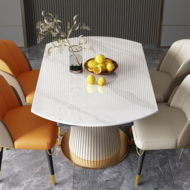 Modern Dining Room Set Standard Height with Sintered Stone Top and White Leg Formal Table Set Clearhalo 'Dining Room Sets' 'Dining Tables & Seating' 'dining_room_set' 'furn' 'furn_dining_room_set' 'Furniture' 'furniture_dining_room_set' 'Kitchen & Dining Furniture' 'kitchen&dining_furn' 'kitchen' 3491093