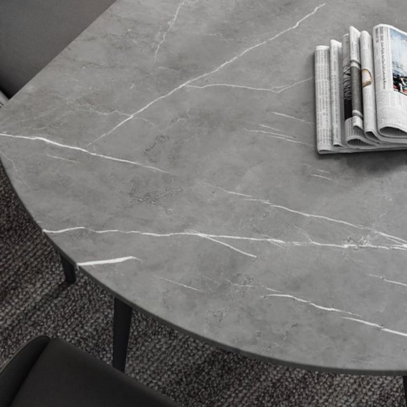 Extendable Modern Dining Room Set with Sintered Stone Top and Black Leg Formal Table Set Clearhalo 'Dining Room Sets' 'Dining Tables & Seating' 'dining_room_set' 'furn' 'furn_dining_room_set' 'Furniture' 'furniture_dining_room_set' 'Kitchen & Dining Furniture' 'kitchen&dining_furn' 'kitchen' 3491100