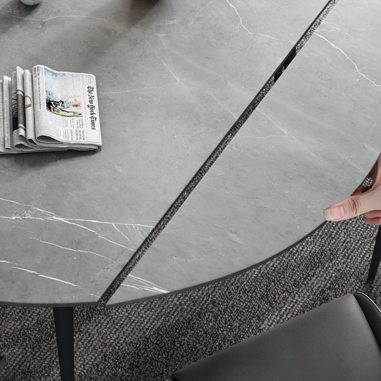 Extendable Modern Dining Room Set with Sintered Stone Top and Black Leg Formal Table Set Clearhalo 'Dining Room Sets' 'Dining Tables & Seating' 'dining_room_set' 'furn' 'furn_dining_room_set' 'Furniture' 'furniture_dining_room_set' 'Kitchen & Dining Furniture' 'kitchen&dining_furn' 'kitchen' 3491101