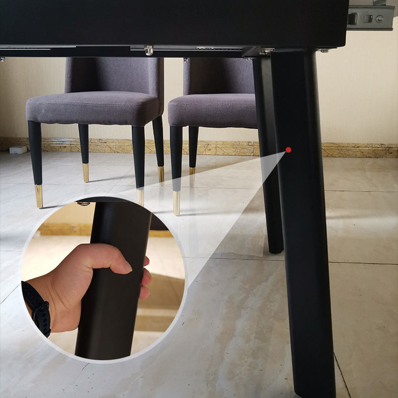 Modern Folding Dining Room Set Rectangle Sintered Stone with 4 Legs Base Formal Kitchen Table Set Clearhalo 'Dining Room Sets' 'Dining Tables & Seating' 'dining_room_set' 'furn' 'furn_dining_room_set' 'Furniture' 'furniture_dining_room_set' 'Kitchen & Dining Furniture' 'kitchen&dining_furn' 'kitchen' 3491128